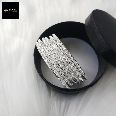 Picture of Gorgeous Metal Bangles for Women (Silver Color) - 6 Pieces