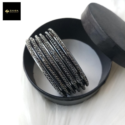 Picture of Gorgeous Metal Bangles for Women (Black) - 6 Pieces - Bangles