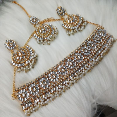 Picture of Choker Necklace, Tikli & Earrings Set for Women and Girls (M-BD1002) - Necklace Tikli Earrings Set for Women and Girls - Necklace for Women