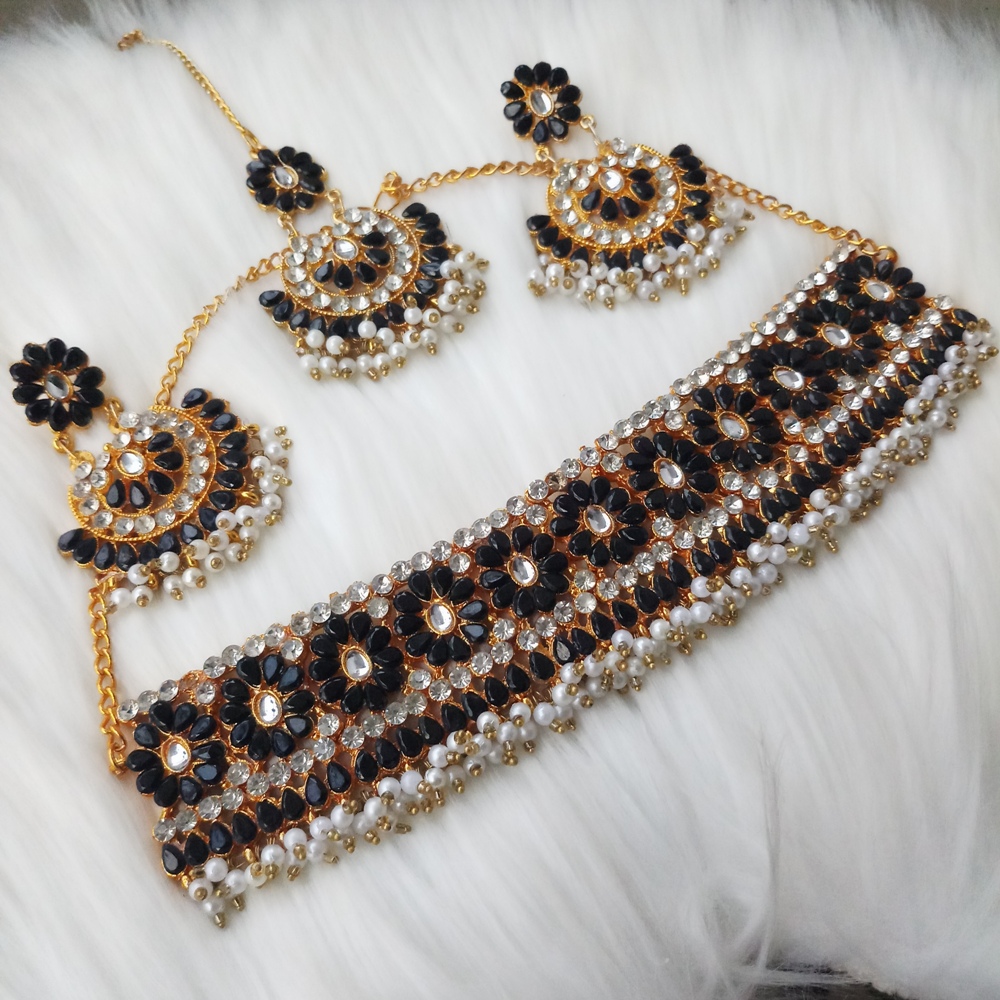 Picture of Choker Necklace, Tikli & Earrings Set for Women and Girls (M-BD1002) - Necklace Tikli Earrings Set for Women and Girls - Necklace for Women