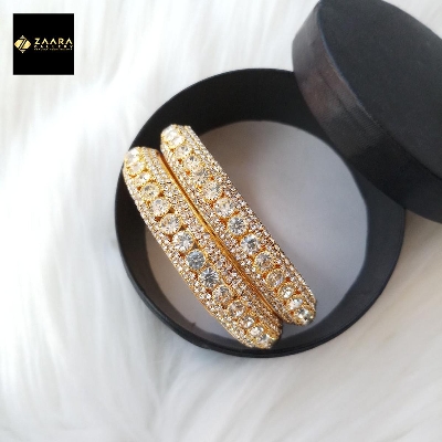 Picture of Stone Metal Bangles for Women (Golden and Silver) (Imported) - 2 Pieces M-D3040 - Bangles