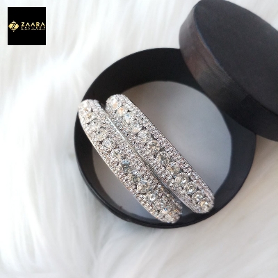 Picture of Stone Metal Bangles for Women (Golden and Silver) (Imported) - 2 Pieces M-D3040 - Bangles