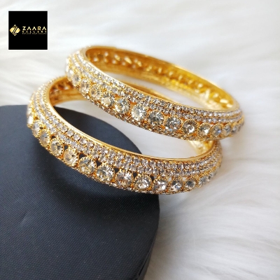 Picture of Stone Metal Bangles for Women (Golden and Silver) (Imported) - 2 Pieces M-D3040 - Bangles