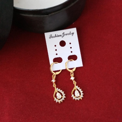 Picture of Stone Earrings (Golden) For Women & Girls (Imported) 1 Pair - M001- Earring - Earrings for Women