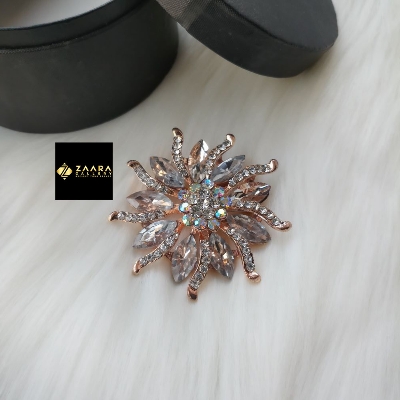 Picture of Stone & Metal Brooch /Hijab Pin/ Saree Pin for Women (Golden) (Imported) M-BRC1151 -1 Piece - হিজাব পিন - Brooch - Brooch for Women
