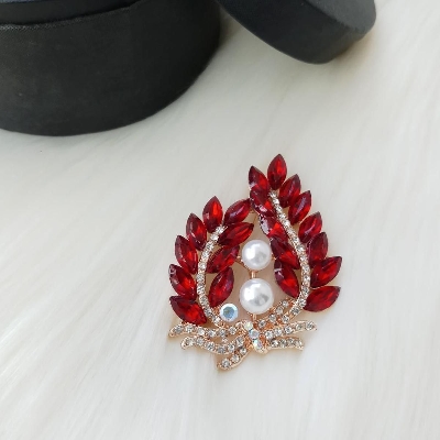 Picture of Stone & Metal Brooch /Hijab Pin/ Saree Pin for Women (Golden) (Imported) M-BRC1153 - 1 Piece - Brooch - Brooch for Women