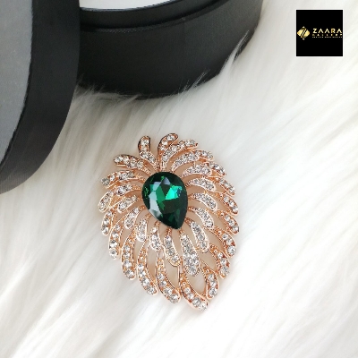 Picture of Stone & Metal Brooch /Hijab Pin/ Saree Pin for Women (Golden) (Imported) M-BRC-1123 - 1 Piece - Brooch - Brooch for Women - হিজাব পিন