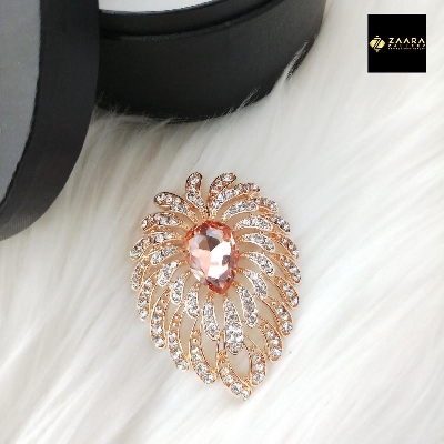 Picture of Stone & Metal Brooch /Hijab Pin/ Saree Pin for Women (Golden) (Imported) M-BRC-1123 - 1 Piece - Brooch - Brooch for Women - হিজাব পিন