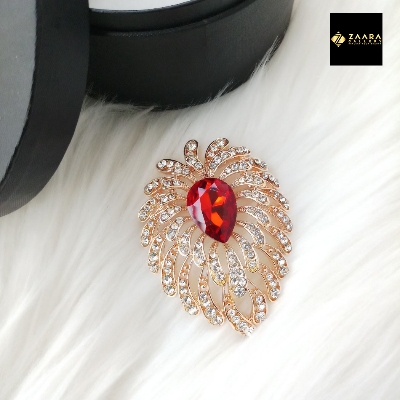 Picture of Stone & Metal Brooch /Hijab Pin/ Saree Pin for Women (Golden) (Imported) M-BRC-1123 - 1 Piece - Brooch - Brooch for Women - হিজাব পিন