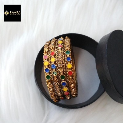 Picture of Multi-color Meenakari Stone Metal Bangles for Women (Imported) - 4 Pieces M-IMS2221 - Bangles - চুড়ি