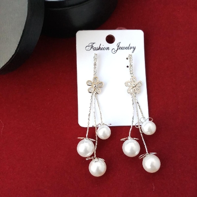 Picture of Korean Style Rhinestone Stone Silver Earrings For Women & Girls 1 Pair M-STE462 (Imported) - Ear ring - Earrings - Earrings for Girls - Earrings for Women - কানের দুল