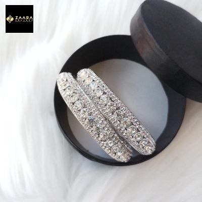 Picture of Stone Metal Bangles for Women (Silver & Golden) (Imported) - 2 Pieces M-D3041 - Bangles