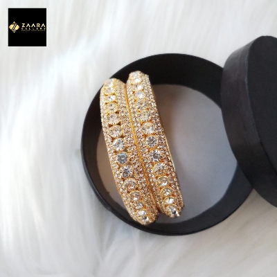 Picture of Stone Metal Bangles for Women (Silver & Golden) (Imported) - 2 Pieces M-D3041 - Bangles