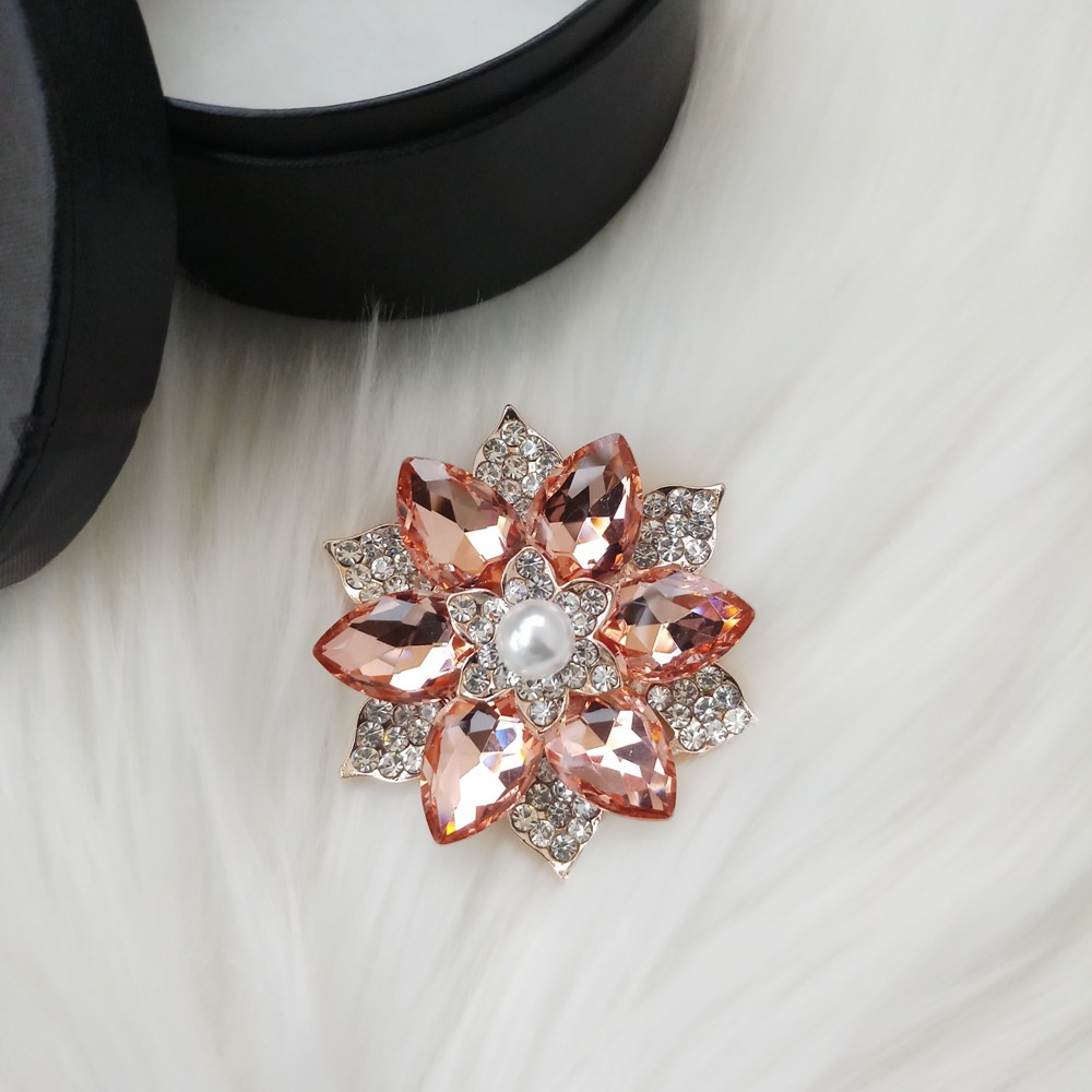 Picture of Stone & Metal Brooch /Hijab Pin/ Saree Pin for Women (Golden) (Imported) M-BRC1135 - 1 Piece - Brooch - Brooch for Women - হিজাব পিন