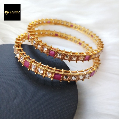 Picture of Jaypuri Stone and Copper/ Brass Bangles For Women - 2 Pieces (Imported) M-JB7016- Bangles