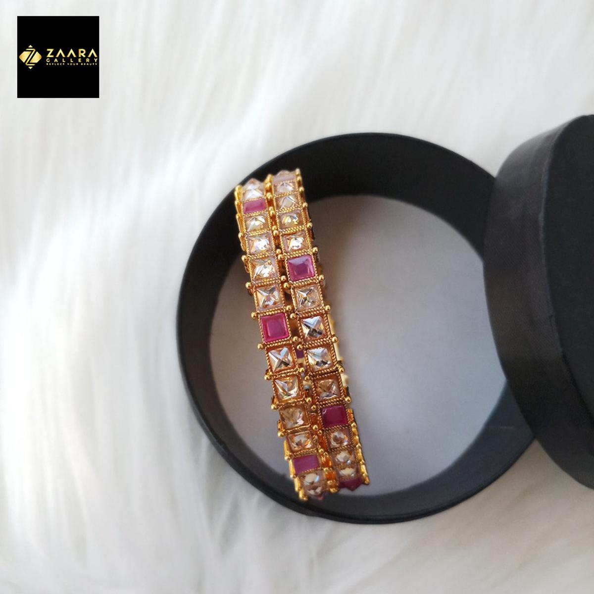 Picture of Jaypuri Stone and Copper/ Brass Bangles For Women - 2 Pieces (Imported) M-JB7016- Bangles