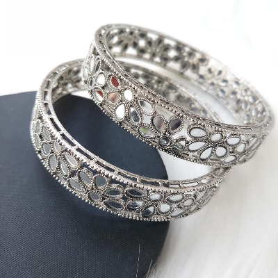Picture of Mirror Metal Bangles (Imported) Model-MB721 for Women - 2 Pieces