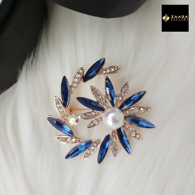 Picture of Stone & Metal Brooch /Hijab Pin/ Saree Pin for Women (Golden) (Imported) M-BRC-1107 - 1 Piece - Brooch - Brooch for Women - হিজাব পিন