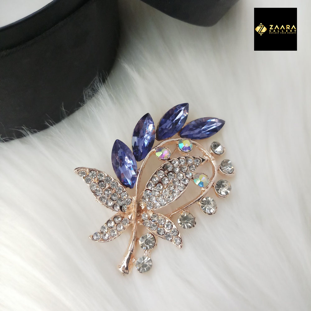 Picture of Stone & Metal Brooch /Hijab Pin/ Saree Pin for Women (Golden) (Imported) BRC-1108 - 1 Piece - Brooch - Brooch for Women - হিজাব পিন