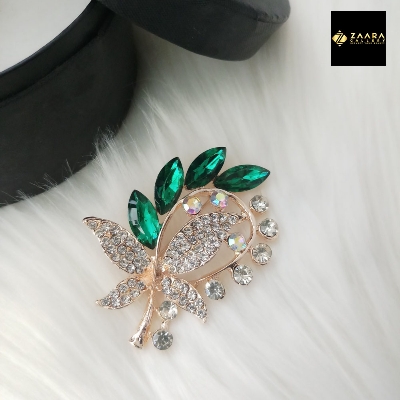 Picture of Stone & Metal Brooch /Hijab Pin/ Saree Pin for Women (Golden) (Imported) BRC-1108 - 1 Piece - Brooch - Brooch for Women - হিজাব পিন