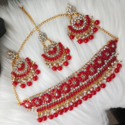 Picture of Choker Necklace, Tikli & Earrings Set for Women and Girls (M-BD1003) - Necklace Tikli Earrings Set for Women and Girls