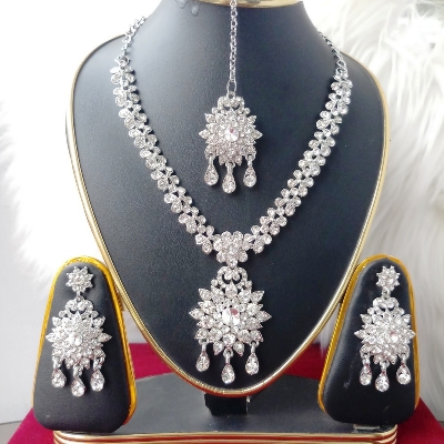 Picture of Imported Wedding /Party Bridal Necklace & Earrings Set for Women M-A188 - Necklace Set for Women - Necklace Tikli Earrings Set