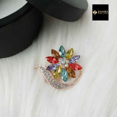 Picture of Stone & Metal Brooch /Hijab Pin/ Saree Pin for Women (Golden) (Imported) M-BRC-1110 - 1 Piece - Brooch - Brooch for Women