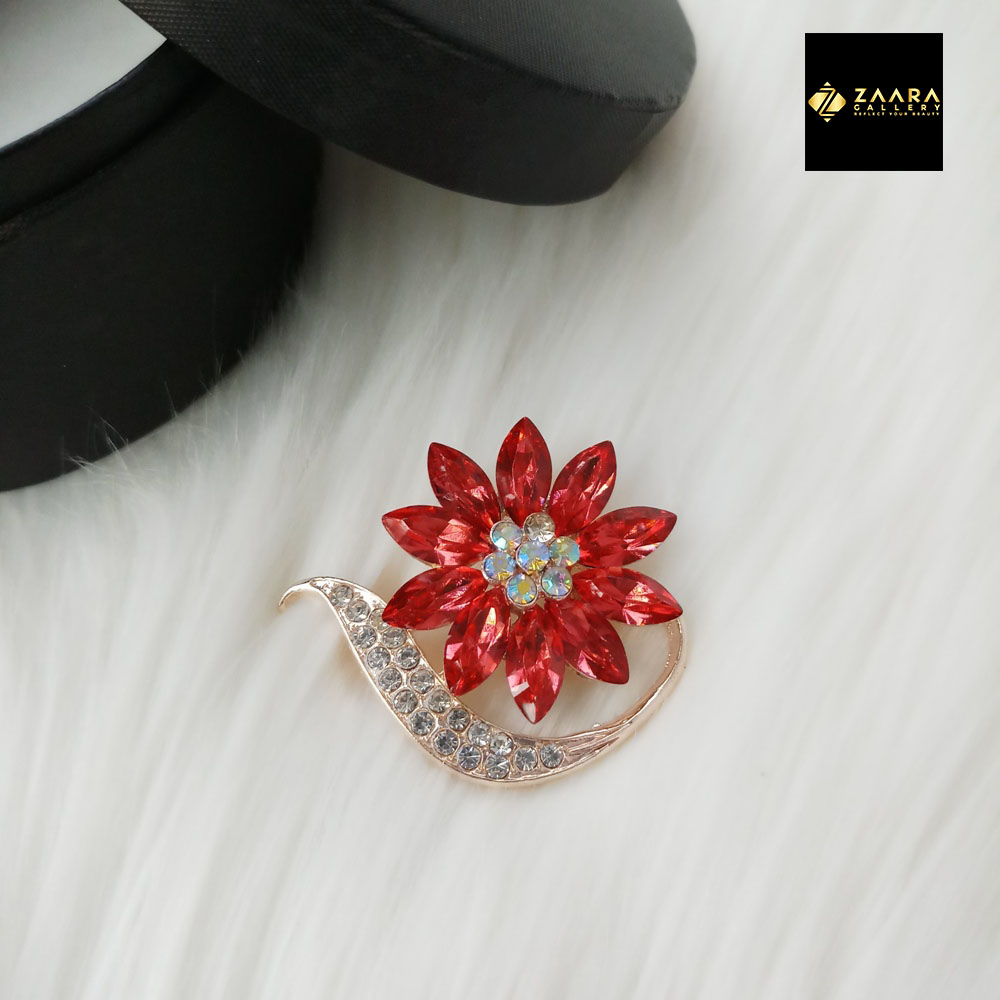 Picture of Stone & Metal Brooch /Hijab Pin/ Saree Pin for Women (Golden) (Imported) M-BRC-1110 - 1 Piece - Brooch - Brooch for Women