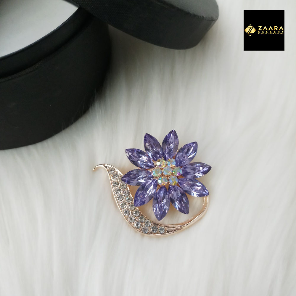 Picture of Stone & Metal Brooch /Hijab Pin/ Saree Pin for Women (Golden) (Imported) M-BRC-1110 - 1 Piece - Brooch - Brooch for Women