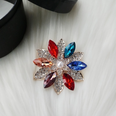 Picture of Stone & Metal Brooch /Hijab Pin/ Saree Pin for Women (Golden) (Imported) M-BRC-1112 - 1 Piece - Brooch - Brooch for Women - হিজাব পিন