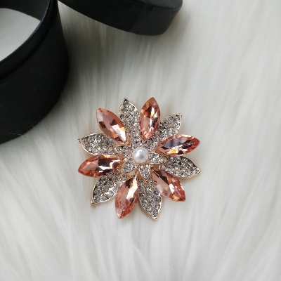 Picture of Stone & Metal Brooch /Hijab Pin/ Saree Pin for Women (Golden) (Imported) M-BRC-1112 - 1 Piece - Brooch - Brooch for Women - হিজাব পিন