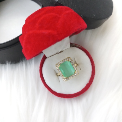 Picture of Diamond Cut Ad Stone Golden Finger Ring For Women & Girls With Free Box (Imported) (M-DCFR2202G) - 1 Piece - Rings - Ring