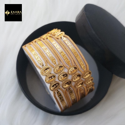 Picture of City Gold Bangles/ Gold Plated Laser Cut Bangles For Women Top Quality Color Grade-1 (Imported) M-CT7003 - 4 Pieces - Bangles For Women