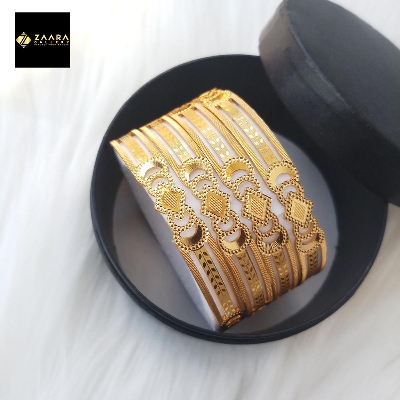 Picture of City Gold Bangles/ Gold Plated Laser Cut Bangles For Women Top Quality Color Grade-1 (Imported) M-CT7001 - 4 Pieces - Bangles For Women