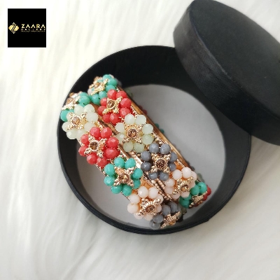 Picture of Exclusive Multi-color Crystal Beads Metal Bangles for Women (Imported) M-CB208 - 2 Pieces - Bangles - Bangles for Women - চুড়ি