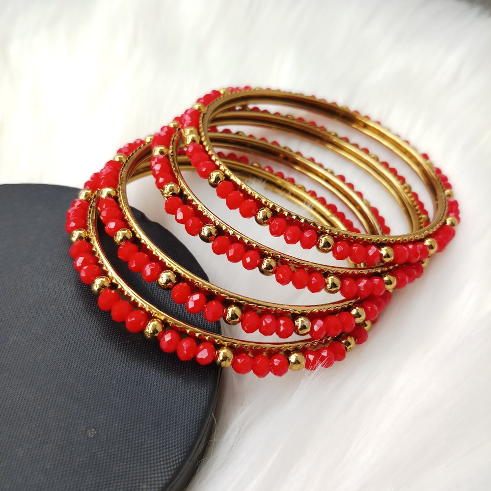 Picture of Multicolor Crystal Beads Metal Bangles for Women (Imported) M-CB207 - 4 Pieces - Bangles - Bangles for Women - চুড়ি