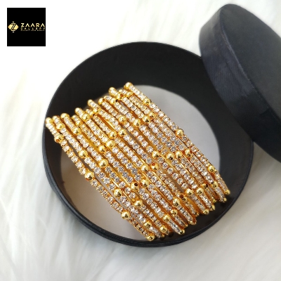 Picture of Gorgeous Stone Metal Bangles For Women (Silver) (Imported) - 12 Pieces- M-JS632S - Bangles for Women - Bangles - চুড়ি