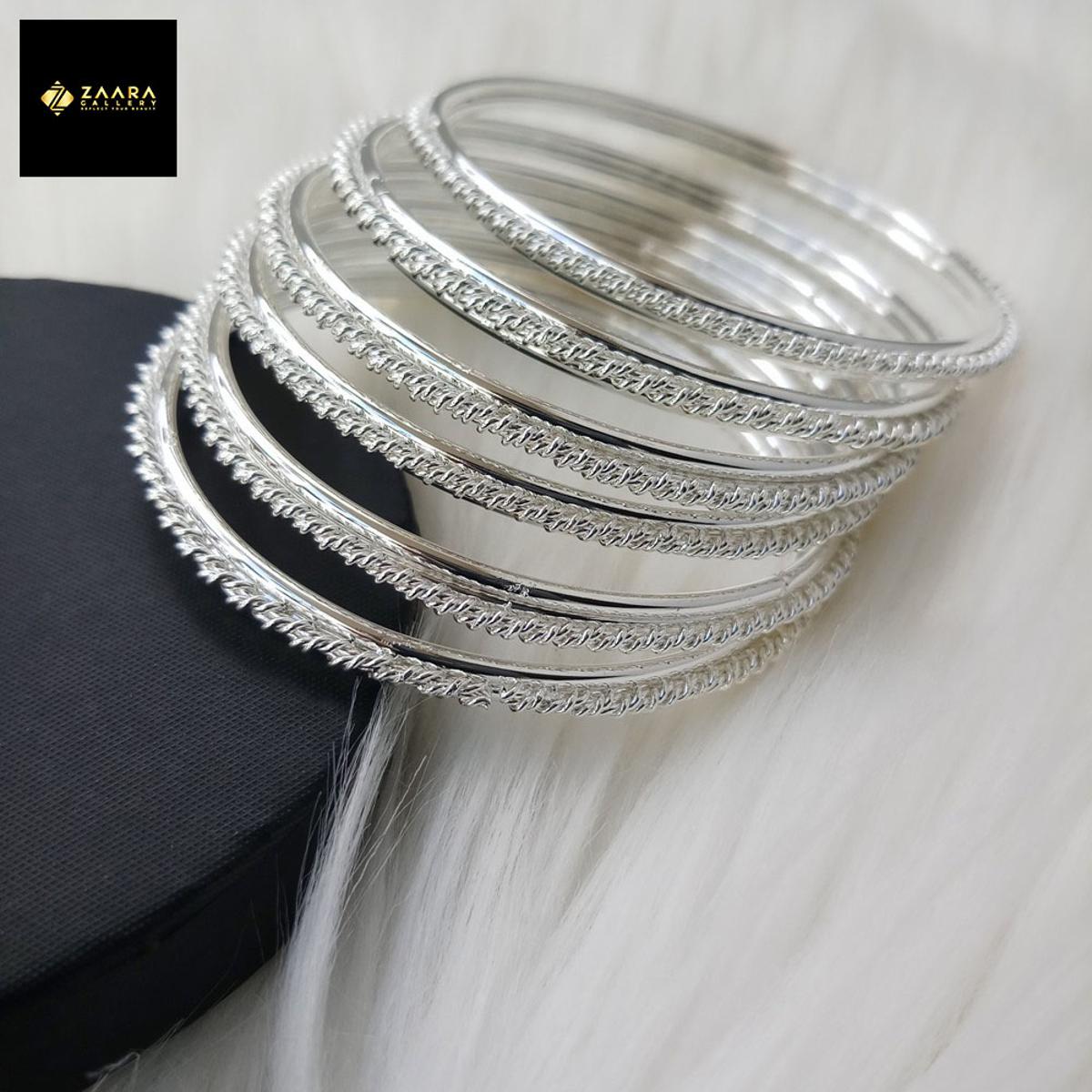 Picture of Simple Designed Pretty Metal Silver Bangles for Women M-BD154S - 6 Pieces - Bangles