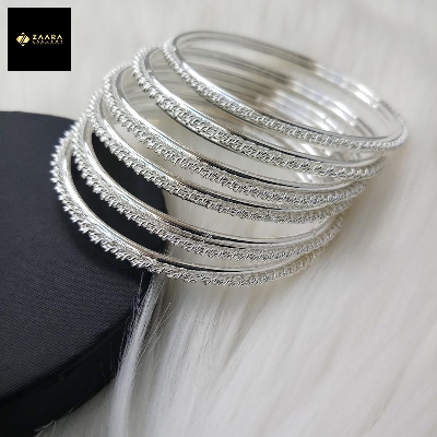 Picture of Simple Designed Pretty Metal Silver Bangles for Women M-BD154S - 6 Pieces - Bangles