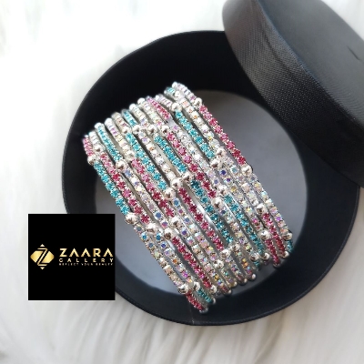 Picture of Gorgeous Stone Metal Bangles for Women (Golden) (Imported) - 12 Pieces - M-JS633G - Bangles for Women - Bangles - চুড়ি