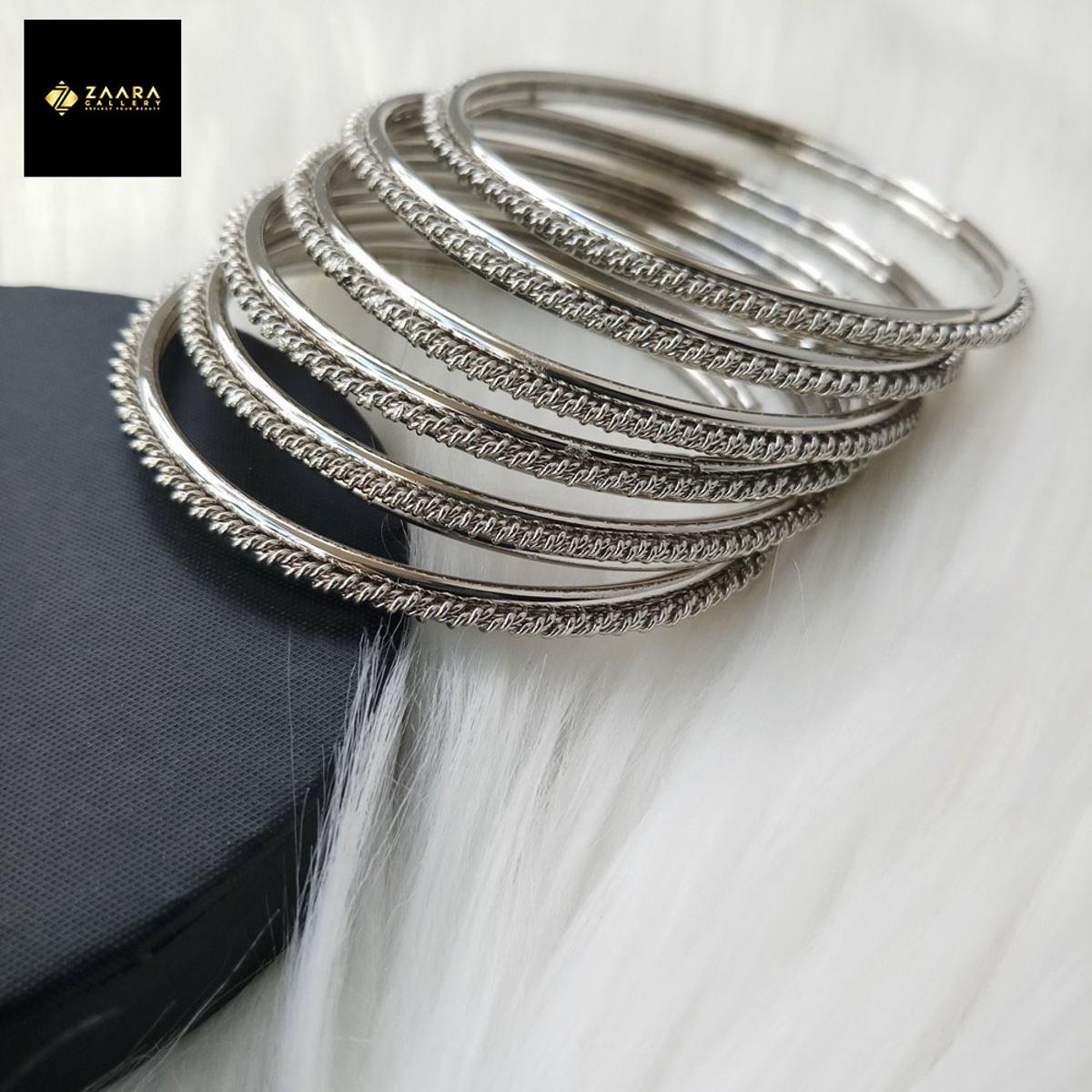 Picture of Simple Designed Pretty Metal Dark Silver Bangles for Women M-BD153DS - 6 Pieces - Bangles