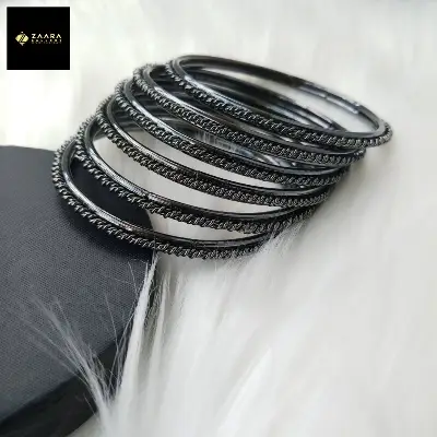 Picture of Simple Designed Pretty Metal Black Bangles For Women M-BD151B - 6 Pieces - 6 Pieces - Bangles
