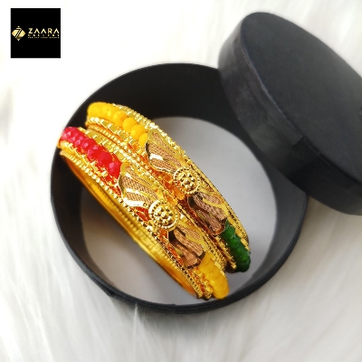 Picture of Multi-color Crystal Beads & Metal Bangles for Women and Girls (Imported) M-CB802 - 2 Pieces - Bangles