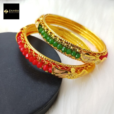 Picture of Multi-color Crystal Beads & Metal Bangles for Women and Girls (Imported) M-CB802 - 2 Pieces - Bangles