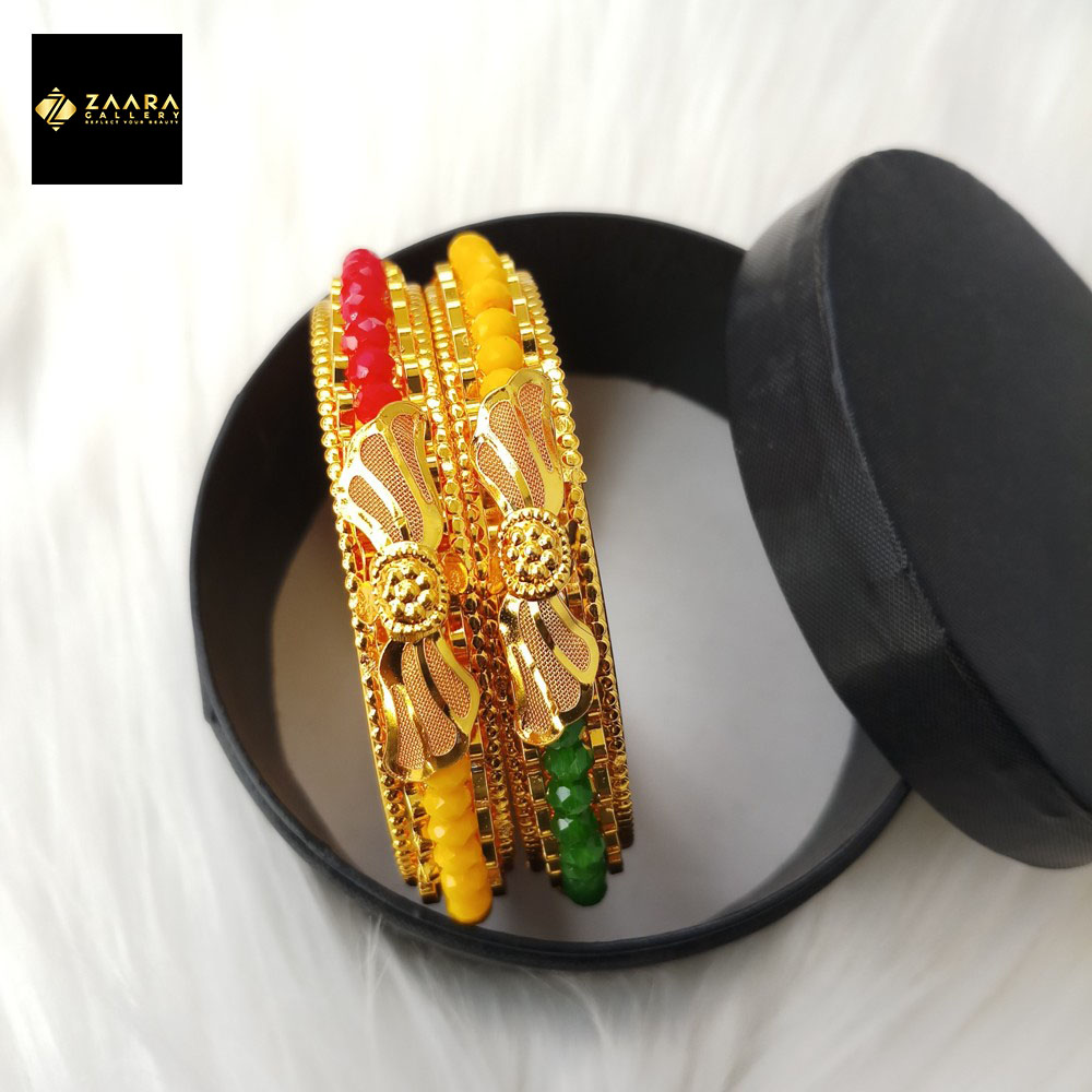 Picture of Multi-color Crystal Beads & Metal Bangles for Women and Girls (Imported) M-CB802 - 2 Pieces - Bangles