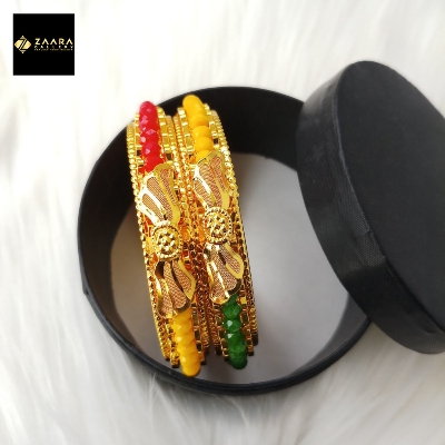 Picture of Multi-color Crystal Beads & Metal Bangles for Women and Girls (Imported) M-CB802 - 2 Pieces - Bangles