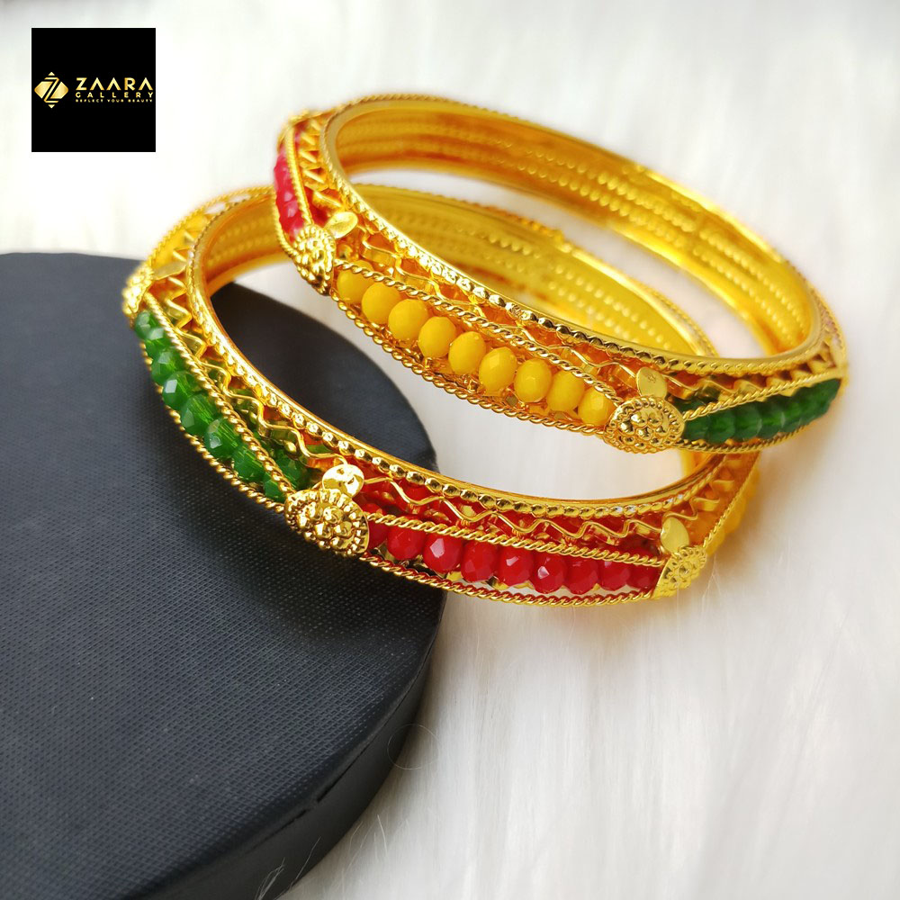 Picture of Multi-color Crystal Beads & Metal Bangles for Women and Girls (Imported) M-CB801 - 2 Pieces - Bangles
