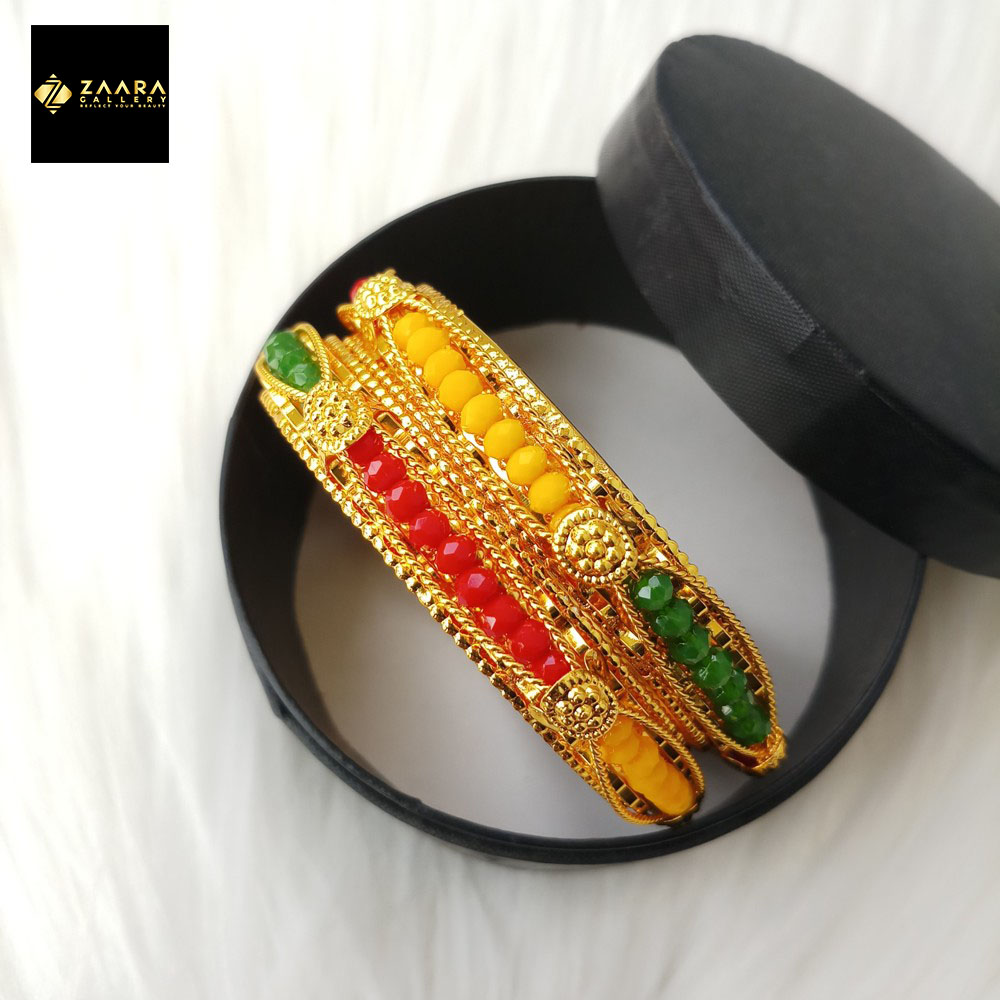 Picture of Multi-color Crystal Beads & Metal Bangles for Women and Girls (Imported) M-CB801 - 2 Pieces - Bangles