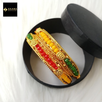 Picture of Multi-color Crystal Beads & Metal Bangles for Women and Girls (Imported) M-CB801 - 2 Pieces - Bangles