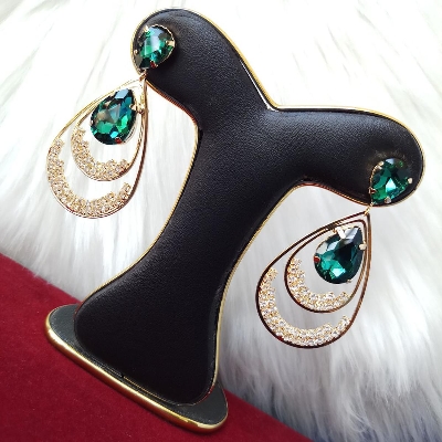 Picture of Korean Fashion Stone Earrings For Women & Girls (Green) (Imported) - 1 Pair M-ST542 - Earrings for Women - Earrings - Earrings for girls